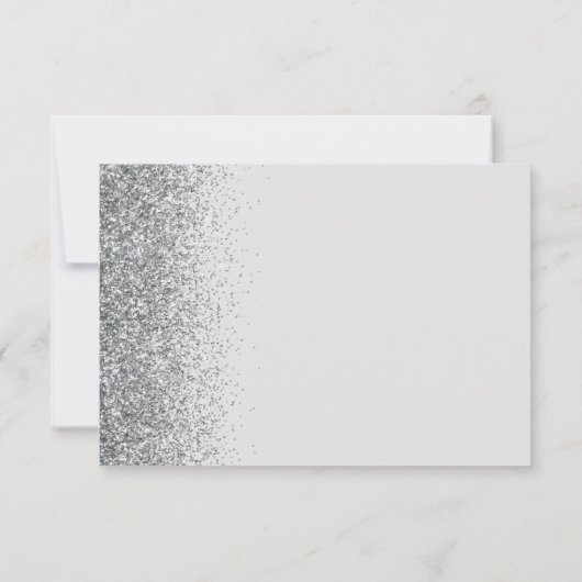 Moderner Silver Glitzer Edge Blassgrau RSVP Karte (Rückseite)