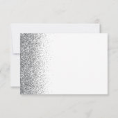 Moderner Silver Glitzer Edge White RSVP Karte (Rückseite)