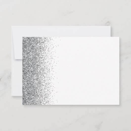 Moderner Silver Glitzer Edge White RSVP Karte (Rückseite)