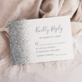 Moderner Silver Glitzer Edge White RSVP Karte