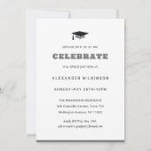 Moderner Silver Glitzer GRAD Cap Gown Abschluss Einladung (Rückseite)