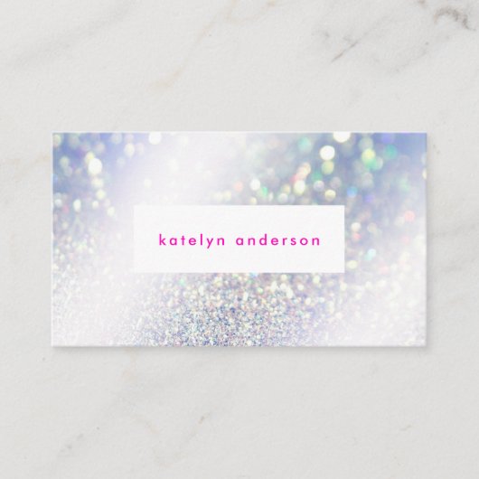 Moderner Silver Glitzer Hellrosa Make-up und Hair Visitenkarte (Vorderseite)