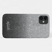 Moderner Silver Glitzer Individuelle Name Case-Mate iPhone Hülle (Rückseite (Horizontal))