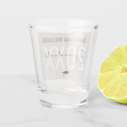 Moderner Silver Glitzer | Klasse des Abschlusses Schnapsglas (Rückseite)