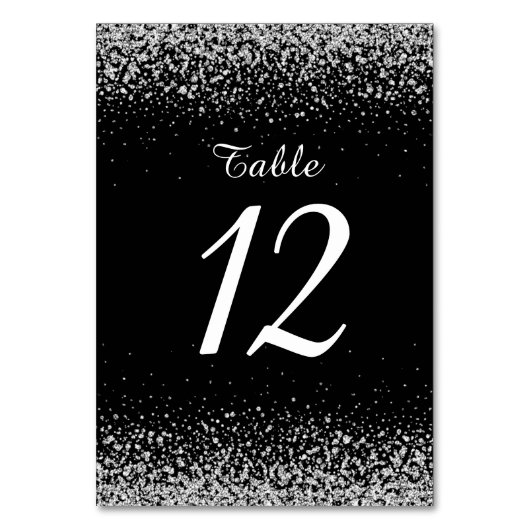 Moderner Silver Glitzer Night Sky Tischnummer (Vorderseite)