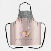 Moderner Silver Glitzer Tropfen Rose Gold Cupcake Schürze (Vorderseite)