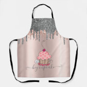 Moderner Silver Glitzer Tropfen Rose Gold Cupcake Schürze (Vorderseite)