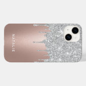 Moderner Silver Glitzer Tropfen Rose Gold Individu Case-Mate iPhone Hülle (Rückseite (Horizontal))