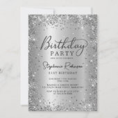 Moderner Silver Glitzer und Metall 21. Geburtstag Einladung (Vorderseite)