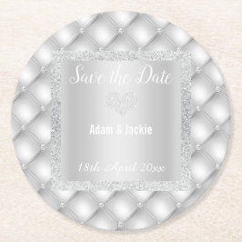 MODERNER SILVER GRAY DIAMOND-SAVE THE DATE UNTERSE RUNDER PAPPUNTERSETZER