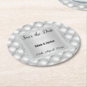 MODERNER SILVER GRAY DIAMOND-SAVE THE DATE UNTERSE RUNDER PAPPUNTERSETZER (Angewinkelt)