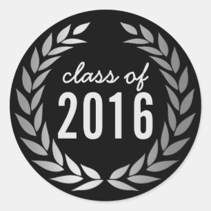 Moderner Silver Laurel Wreath Abschluss Runder Aufkleber