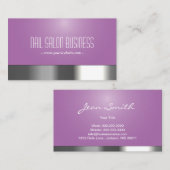 Moderner Silver & Lila Nail Salon Visitenkarte (Vorne/Hinten)
