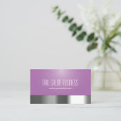 Moderner Silver & Lila Nail Salon Visitenkarte (Stehend Vorderseite)