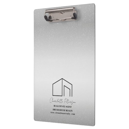 Moderner Silver Metal Custom Real Anwesen Agent Klemmbrett (Links)