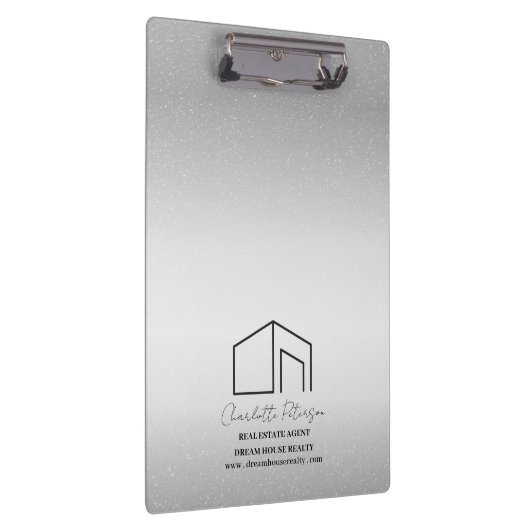 Moderner Silver Metal Custom Real Anwesen Agent Klemmbrett (Rechts)