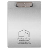 Moderner Silver Metal Custom Real Anwesen Agent Klemmbrett (Vorderseite)