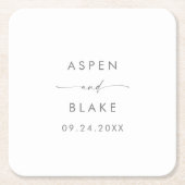 Moderner Silver Script Wedding Square Paper Unters Rechteckiger Pappuntersetzer (Vorderseite)