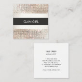 Moderner Silver Sequin Stripes Glam Beauty Stylist Quadratische Visitenkarte (Vorne/Hinten)