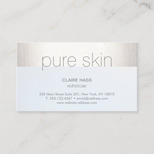 Moderner Silver Strip Light Blue Esthetician Welln Visitenkarte (Vorderseite)