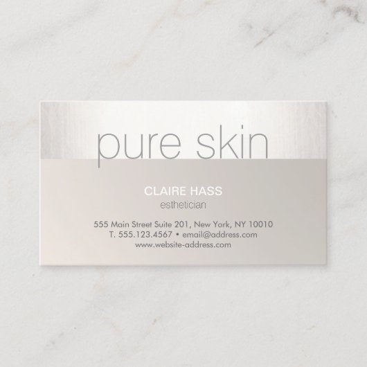 Moderner Silver Taupe Esthetician Wellness-Center Visitenkarte (Vorderseite)