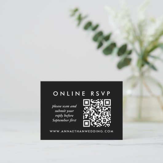 Moderner Silver Wedding Online QR Code UAWG Begleitkarte (Stehend Vorderseite)