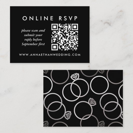 Moderner Silver Wedding Online QR Code UAWG Begleitkarte (Vorne/Hinten)