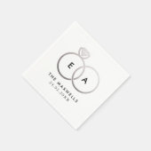Moderner Silver Wedding Rings Cocktail Napkin Serviette (Ecke)
