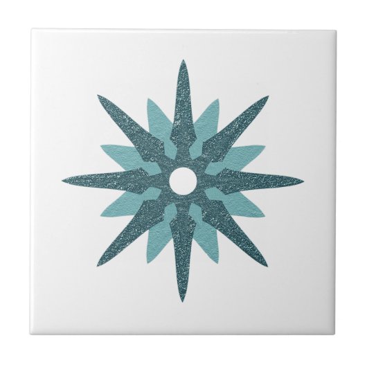 Moderner Single Turquoise Star Design Mitte des Ja Fliese (Vorderseite)