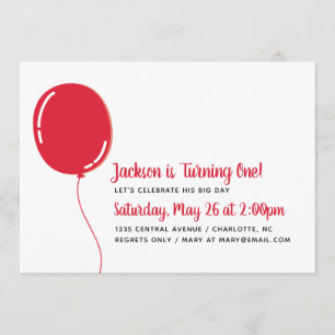 Moderner Singlerotes Ballon-Geburtstags-Party Einladung