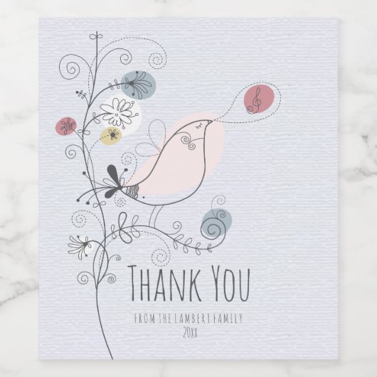 Moderner Singvogel Weinetikett (Einzelnes Label)