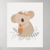 Moderner Skandal niedlich Koala mit Blume Kinderzi Poster (Vorne)