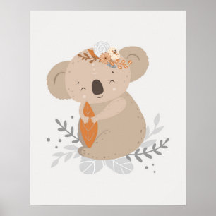 Moderner Skandal niedlich Koala mit Blume Kinderzi Poster