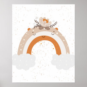 Moderner Skandal niedlicher Regenbogen mit Blume K Poster