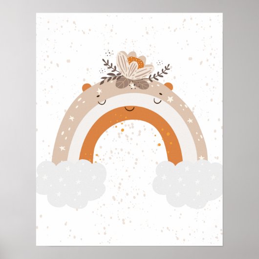 Moderner Skandal niedlicher Regenbogen mit Blume K Poster (Vorne)