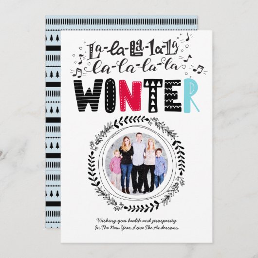 Moderner skandinavischer Doodle FOTO Kunst Spaß Einladung (Vorne/Hinten)