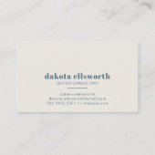 Moderner skandinavischer Rauchblauer Minimalwert Visitenkarte (Rückseite)