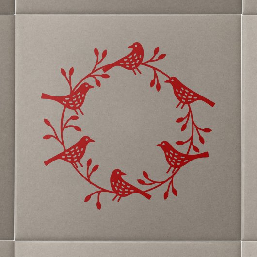Moderner skandinavischer Vogel und Rosehip Wreath Fliese