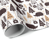 Moderner skandinavischer Weihnachts-Igel-Muster Geschenkpapier (Rolleneckpunkt)