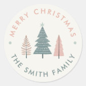 Moderner skandinavischer Weihnachtsbaum Runder Aufkleber (Vorderseite)