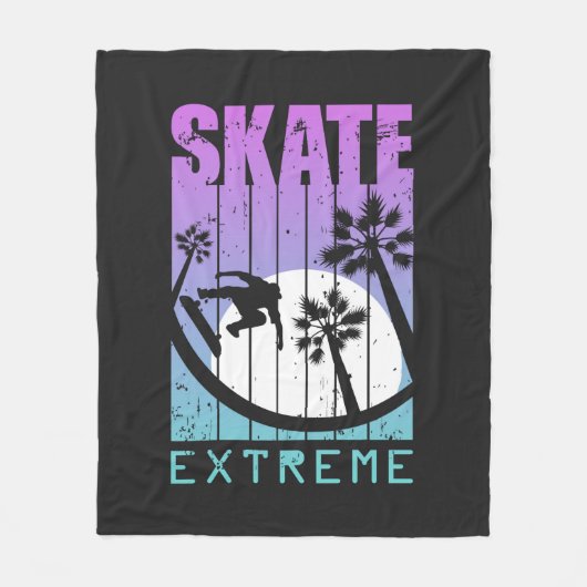 Moderner Skate Extreme Skateboarding Fun Tropical Fleecedecke (Vorderseite)