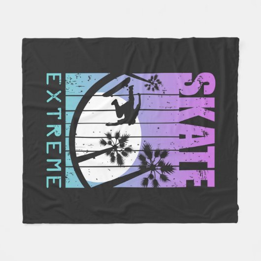 Moderner Skate Extreme Skateboarding Fun Tropical Fleecedecke (Vorderseite (Horizontal))