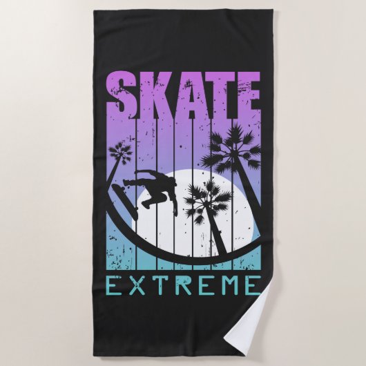 Moderner Skate Extreme Skateboarding Fun Tropical Strandtuch (Vorderseite)