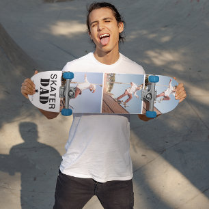Moderner Skater-Vater-Fotocollage Skateboard