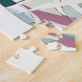 Moderner Skifahrer im farbenfrohen Pullover Puzzle (Seite)