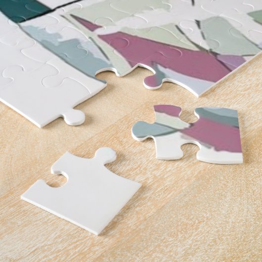 Moderner Skifahrer im farbenfrohen Pullover Puzzle (Seite)