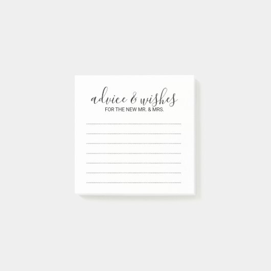 Moderner Skript-Hochzeits-Rat und Wünsche Post-it Klebezettel (Vorderseite)