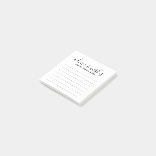 Moderner Skript-Hochzeits-Rat und Wünsche Post-it Klebezettel (angewinkelt)