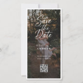Moderner Skript-QR-Code-Foto-Lesezeichen Save-the- Save The Date (Vorderseite)