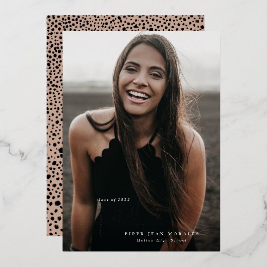 Moderner, skripter Graduate Full Foto Abschluss Folieneinladung (Vorderseite/Rückseite)